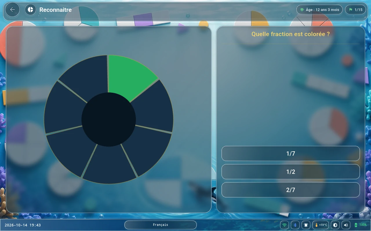 Les fractions sur la tablette